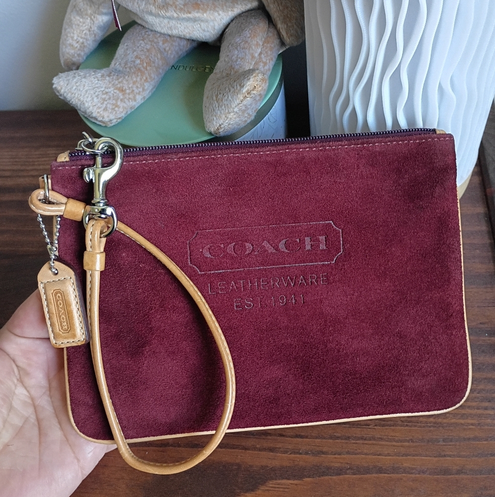 COACH 1941 Large Oxblood Suede Leather Wristlet Clutch Purse - Picture 16 of 16